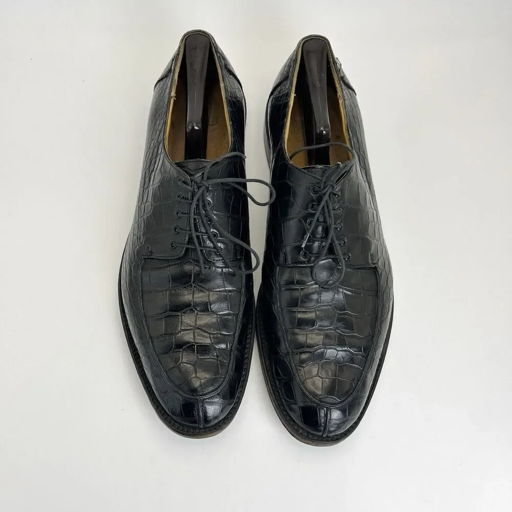 Salvatore Ferragamo CROCODILE ALLIGATOR Dress Shoes Mens Sz 13 Norwegian Split